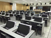 Inverter computer desk simple folding flip table semi-embedded semi-automatic single double electric classroom training table