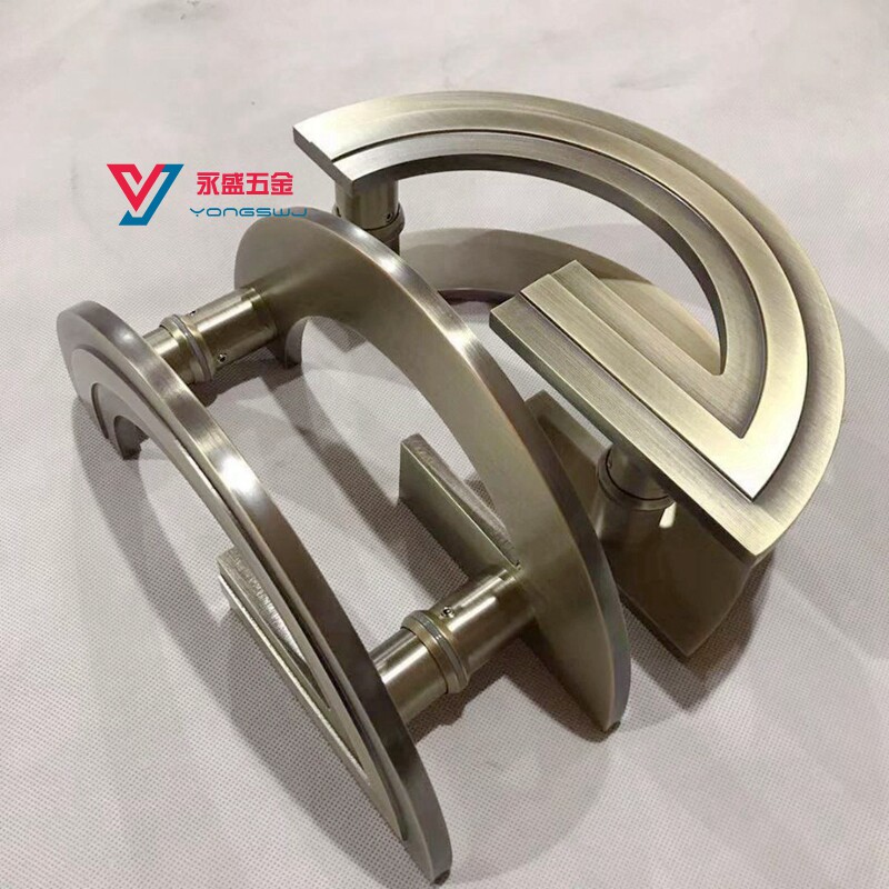 Chinese semicircle hollowed-out bronze door handle Modern antique glass door handle Club Hotel sliding door handrail
