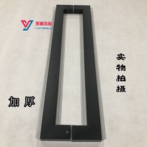 Sand black square stainless steel glass door handle Solid wood door Modern hotel KTV store door handle 