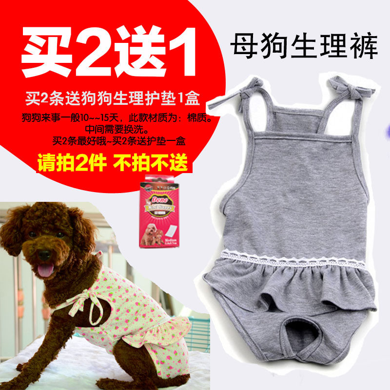 Pet one-piece physiological pants strawberry French bucket Teddy Corgi menstrual pants gray underwear small and medium dog bitch hygiene