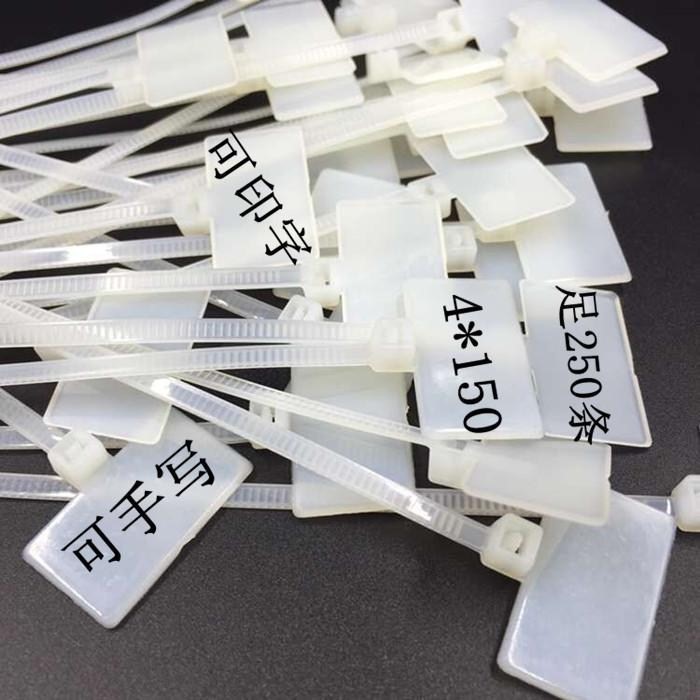 Network line label label number with nylon plastic cabling sign white mark 100 strips with 4*150