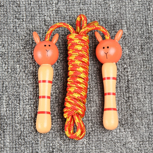 Детская мультяшная скакалка для детского сада, деревянная ручка с животными для раннего возраста для спортзала