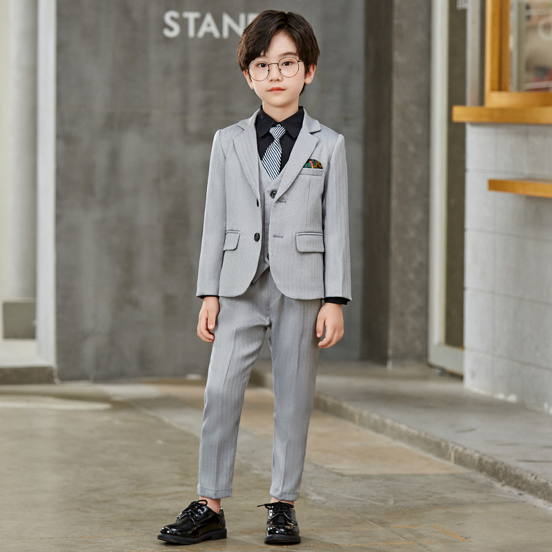 New Boys Western Style Suit Suit Flower Girl Korean Casual Dress Children Host Baby Clothes Autumn and Winter