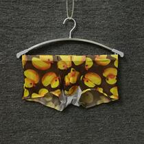 Sexy duckling mesh cotton fabric stitching mens flat corner breathable sexy crotch sweat absorption