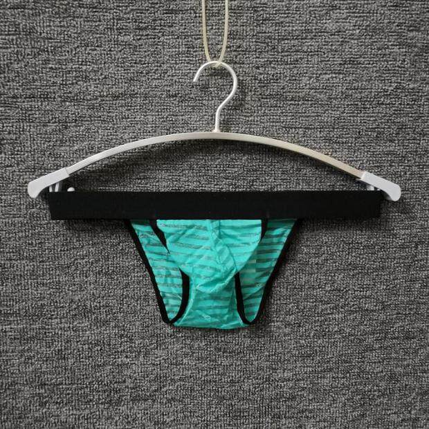 Striped Transparent Ice Silk Triangle Men's High Fork Briefs Big Bag Narrow Butt Sexy