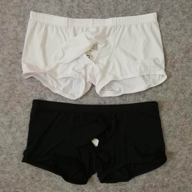 Men's flat - horned underwear elephant nose JJ set dew - bomb separate Ice Filar fabric low waist small horn