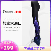 Xpression childrens figure skating training clothes plus velvet to keep warm womens figure skating pants adult polka dots E043