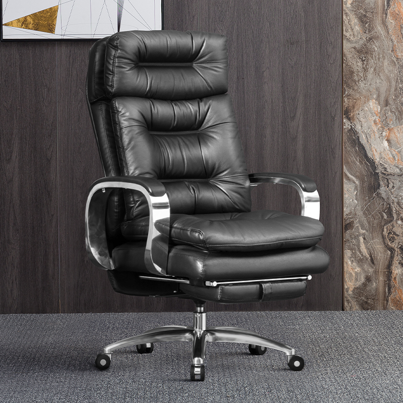 Boss Chair Home Genuine Leather Reclining Office Chair Subchair Swivel Chair Computer Chair Comfort Book Room Chair Upscale Large Class Chair