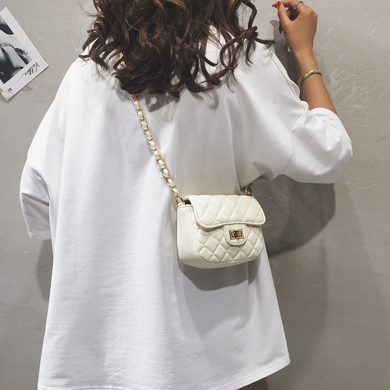 Foreign style small bag women's bag new 2021 solid color diamond small square bag net red Joker chain shoulder messenger bag tide