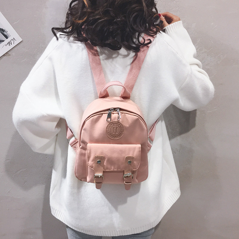 Backpack women's small bag 2022 new solid color simple small school bag solid color portable girl mini backpack trendy
