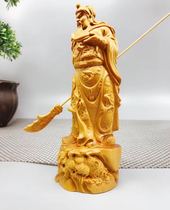 Cliff Berwood Wooden Sculpted Figure Car Pendulum solid wood Engraving Guan Public Two Lord Guan Plumes Living Living Room Decoration