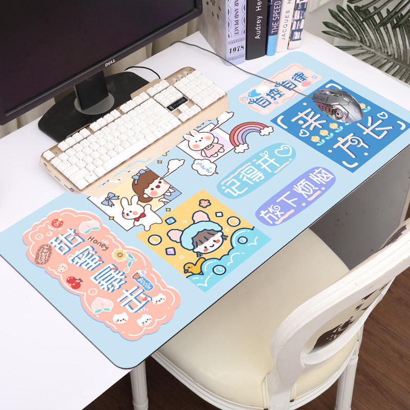 Cartoon cute oversized thickened mouse pad office study desk mat waterproof and dirty resistant ins girl writing pad