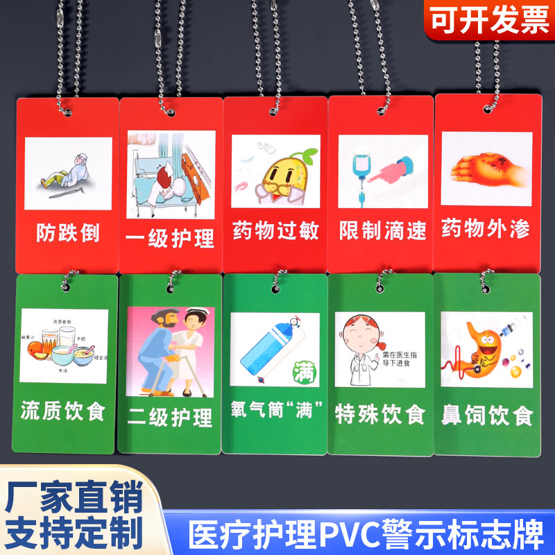 医用挂床牌护理警示标志牌防压疮坠床标识医院小心跌倒卡床头吊牌