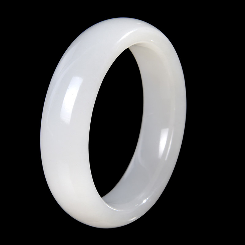 Natural Hetian jade bracelet with wide women's Wangfu real device to send mother elders live broadcast of Xinjiang suet white jade