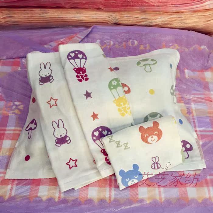 Gối bông cho trẻ sơ sinh Ba lớp Gạc gối Mẫu giáo Đặc biệt Jacquard Hoạt hình Gối Hai vỏ gối vuông