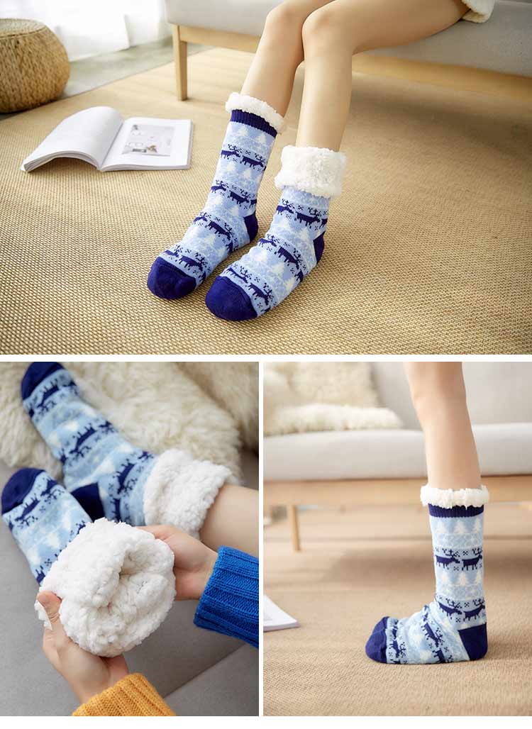Cộng với nhung vớ sàn vớ len non-slip dày mùa thu và mùa đông Giáng Sinh vớ nhà dành cho người lớn vớ của phụ nữ cashmere tháng vớ tất lười