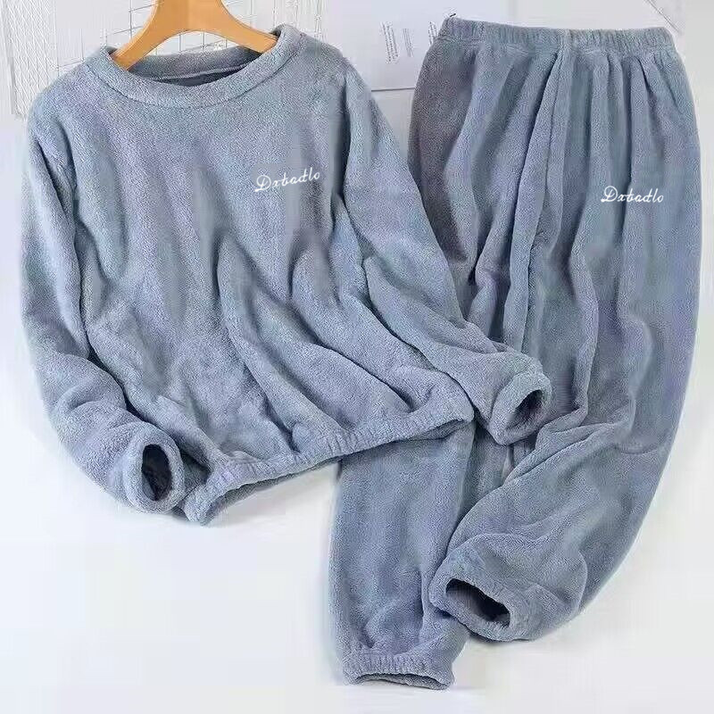 Clearance Women's Autumn and Winter Two-Piece Pajamas Set, Versatile for Outdoor Wear, Warm Long-Sleeve Fleece-Lined Thick Loungewear, Loose-Fitting Jogger Pants