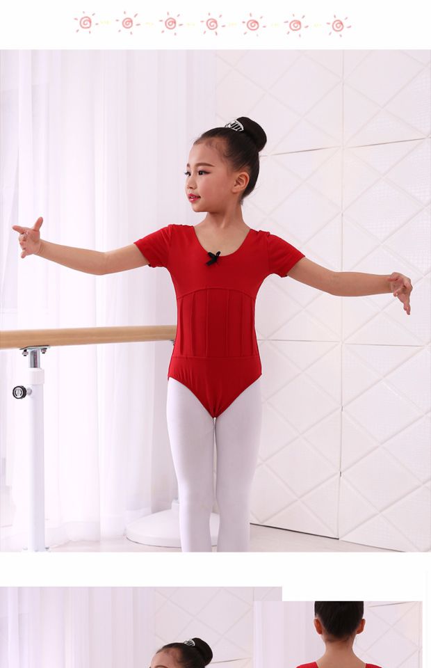 Trang phục múa ba lê cho trẻ em, váy khiêu vũ cho trẻ em, bộ đồ body, bé gái, nhảy tay ngắn, quần áo tập, váy thể dục cho trẻ em - Trang phục đồ trẻ em