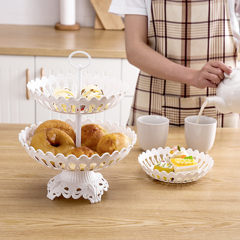 European multi-layer fruit basket modern living room plastic three-layer fruit disk creative dried fruit disk candy pot