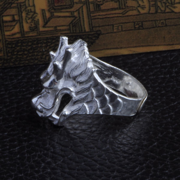Large Print Silver Silver Dragon Ring National Wind Male Foot Silver Diamond Ring Male Silver Adorned Silver Couple Couples Ring NO1370