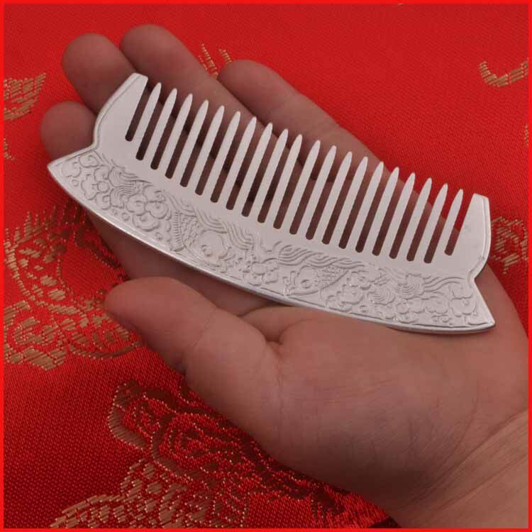 Snowflake silver comb 999 silver double fish comb foot silver comb send girlfriend snowflake silver Yunnan silver comb NO1825