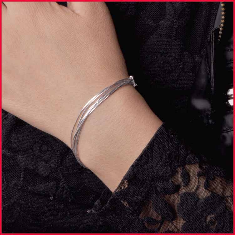 Wenze 100-year-old silver square six-line snake bone hand chisel S925 silver fashion fine hand chisel jewelry gift NO610