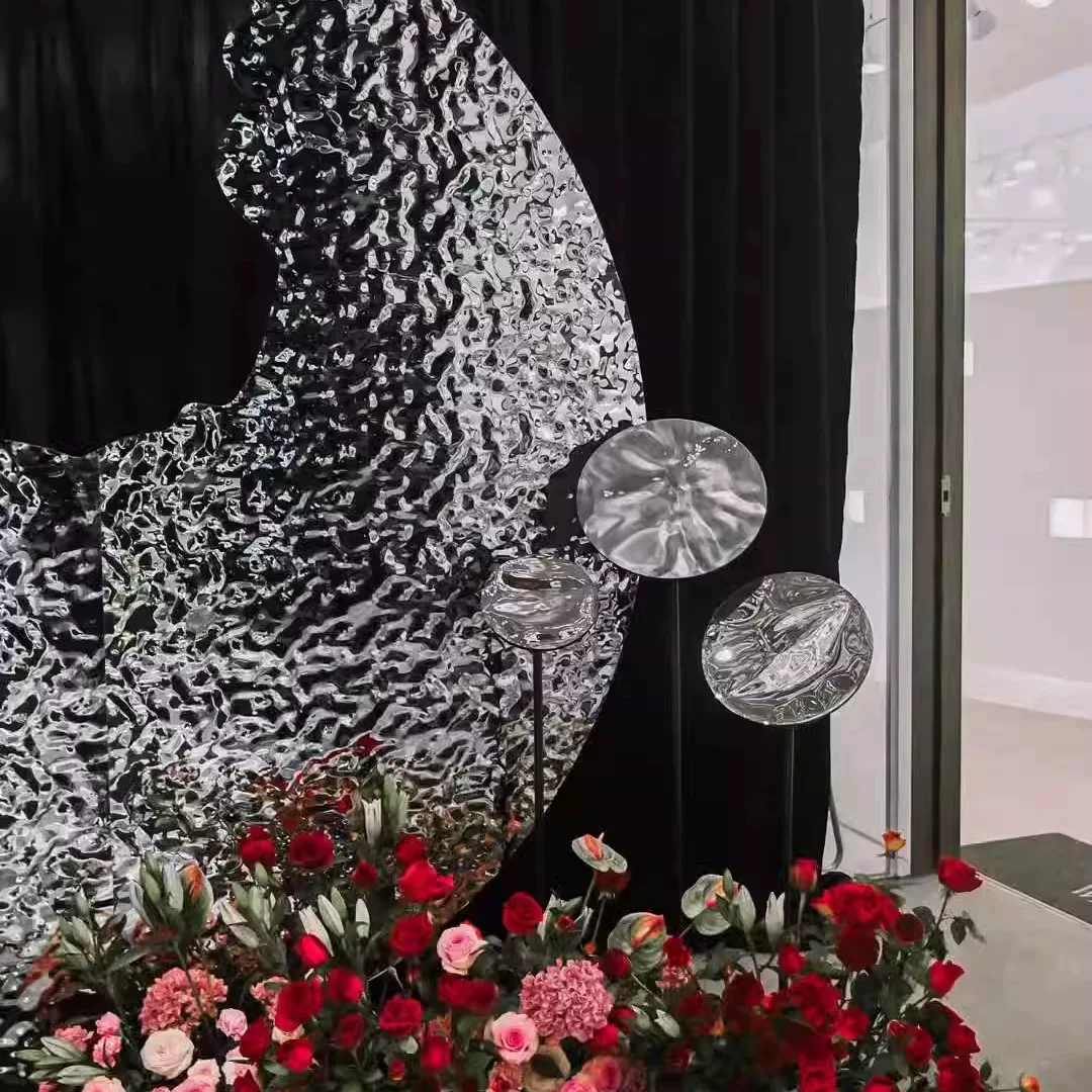 Зеркальная маска-отражатель с имитацией металла, фольга, фоновая свадебная витрина, потолочный зал магазина, выпуклая зеркальная облицовочная плита