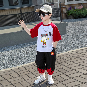 Nezha Clothing Boys' Short-Sleeved Suit Summer 2025 New Style Children's Fashionable and Cool Anti-Mosquito Pants Two-Piece Set