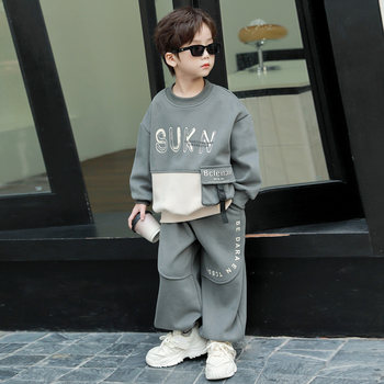Boys' Sports Suit Spring Outfit Stylish 2025 New Children's Boys Trendy Fashionable Sweatshirt Two-Piece Set