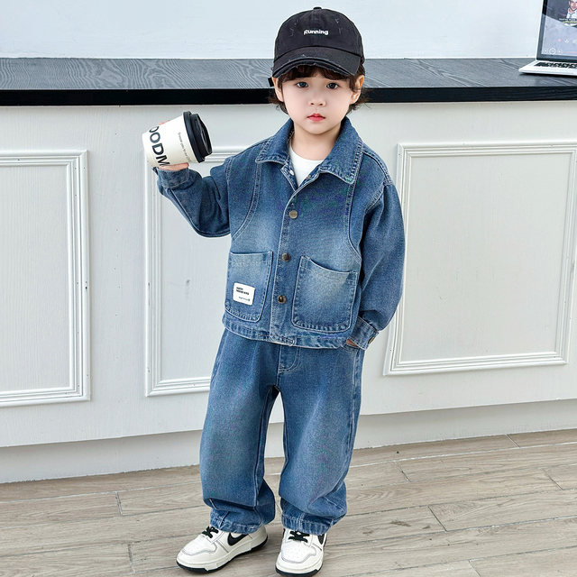 Boys' Denim Suit Spring Outfit 2026 New Cool and Stylish Children's Clothing Three-Piece Set Spring and Autumn Handsome Baby Clothes