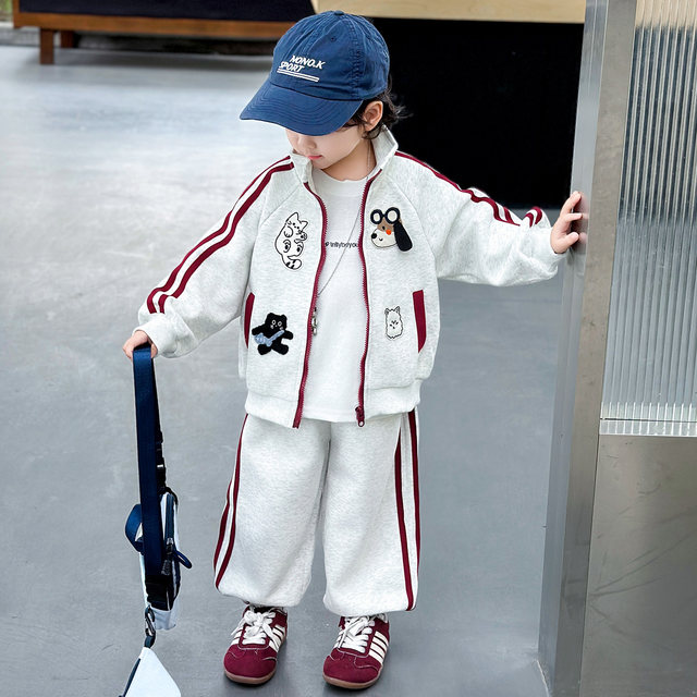 Boys' Spring and Autumn Sports Suit 2025 New Style Cool Children's Stand-Collar Jacket Little Boy's Spring Casual Clothing