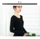 Mùa thu áo sơ mi mỏng modal nữ dài tay cổ cao mảnh mai cỡ lớn áo sơ mi cổ tròn mỏng hoang dã áo thun tay lỡ