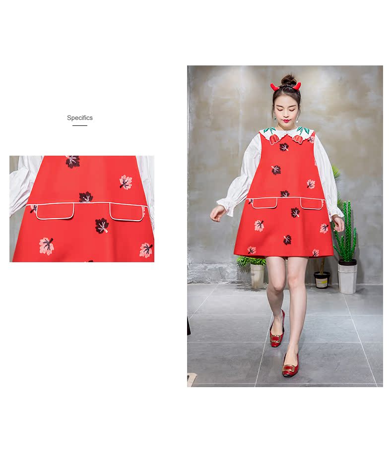 KEIKO / Kelly Ou bản gốc mùa thu 2018 mới thêu len thêu Một chiếc váy búp bê không tay mẫu đầm xòe dài qua gối