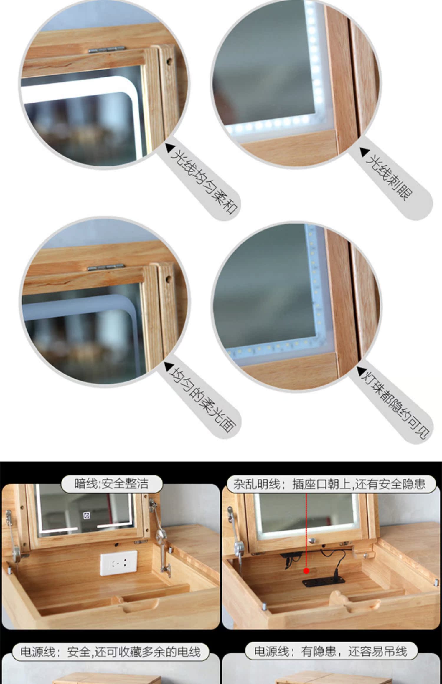 Bàn trang điểm căn hộ nhỏ mini gỗ rắn lật trong gió Bàn trang điểm Bắc Âu với phòng ngủ đơn giản nhẹ - Bàn bàn gập chân