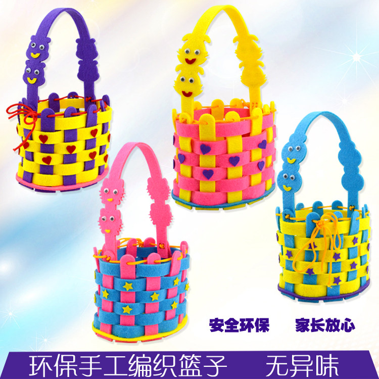 Children's diy fabric woven basket kindergarten semi-finished handmade creative material bag Non-Woven Hand Basket