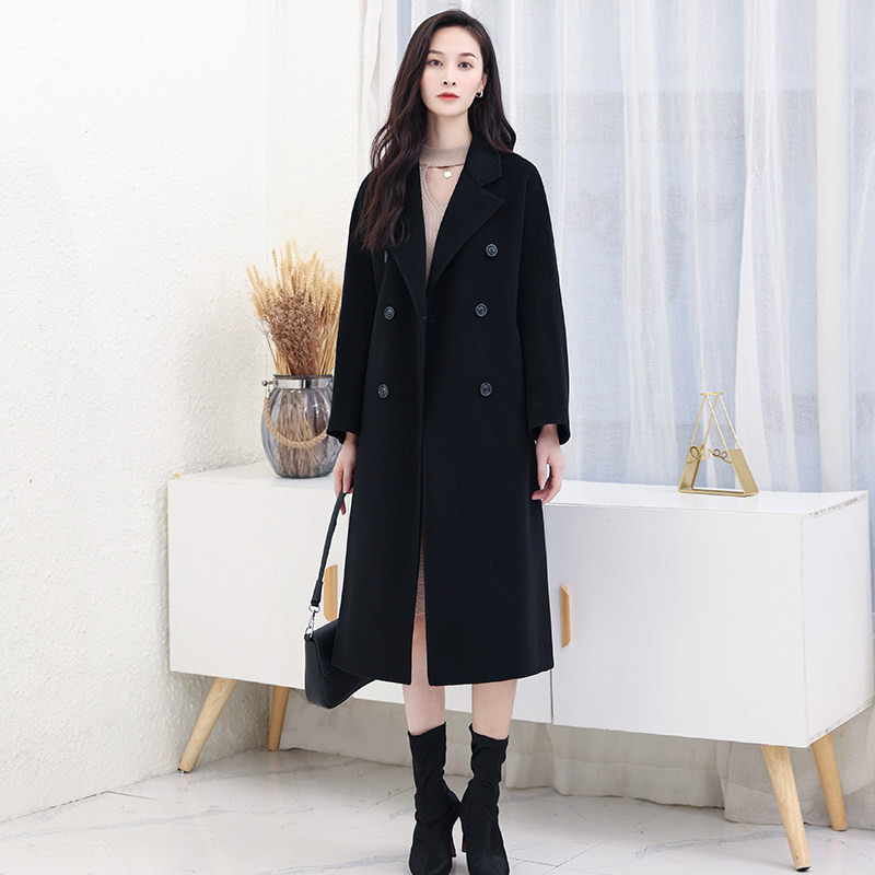 Double-sided cashmere coat women's 2021 new Australian wool mid-length version 100 pure wool high-end temperament woolen coat