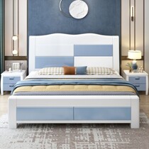 Enjoy xin hui white wood bed 1 8 meters queen-size double 1 5-meter single modern minimalist storage high Box Factory Direct