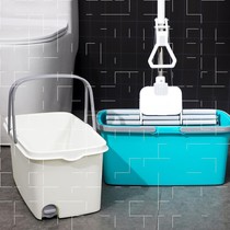 Mop basin plastic rectangular flat wash sponge mop bucket single barrel household long cleaning bucket with wheels bucket