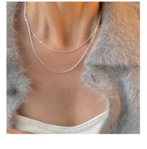 Through body pure silver s925 silver wave light clear sparkling lock bone chain vegetarian chain necklace naked chain female brief about 100 lap without fade