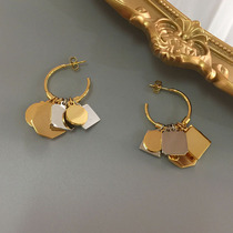 High Set Brief About Personality Geometric Slices Ear Pendant Gold Irregular C-Shaped Earrings Gold Plated Square Earrings