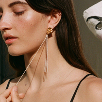 European and American retro temperament High sense personality Long style snowflake chain flow suearrings female (single sale)