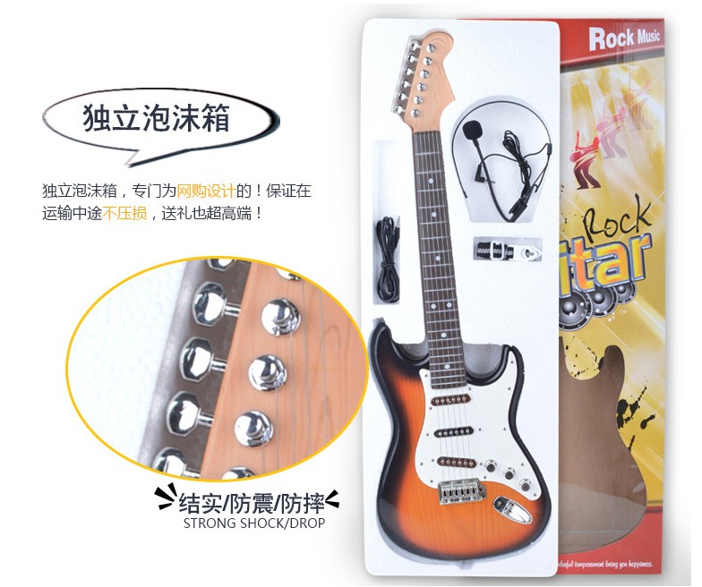 Có thể chơi trẻ em của cậu bé mô phỏng bass electric guitar đồ chơi âm nhạc giáo dục sớm câu đố 6 chuỗi người mới bắt đầu nhập cụ