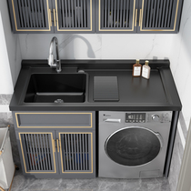 Space aluminum pool slot integrated balcony washing machine cabinet with washboard basin cabinet combination washing wardrobe companion