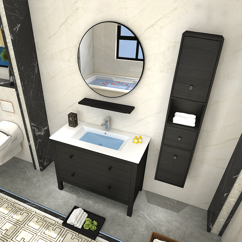 Nordic modern American simple powder room wash desk Bathroom cabinet combination Floor-standing cabinet Wash basin cabinet Bath cabinet