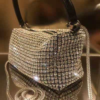 Rhinestone bag 2021 new trendy full diamond diamond bag underarm bag messenger handbag leather handbag