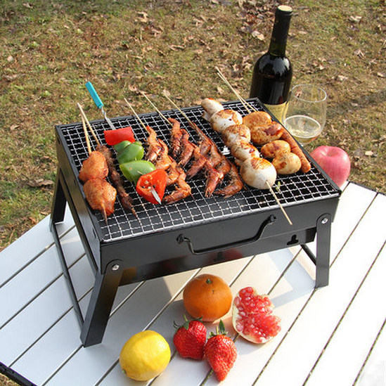 Outdoor travel barbecue Portable oven Charcoal barbecue grill Folding box barbecue grill Family picnic stove