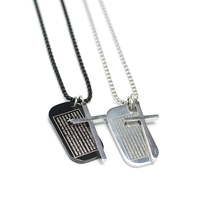 Titanium Steel Cross Necklace Men Black Personality Military Brand Tide Men Pendant Gift Hangtag Characed 9811