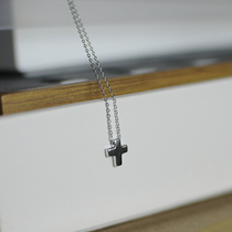 925 silver mini cross necklace Lady simple art glossy small pendant temperament choker gift 1955