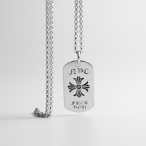 Anytime925 Silver Mens Hangtag Cross Necklace Cross Pendant Personality Fashion Mens Necklace 1948