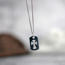 925 Silver Hangtag Cross Men Long Necklace Open Tide Men Hip Hop Personality Student Simple Gift Pendant 1943